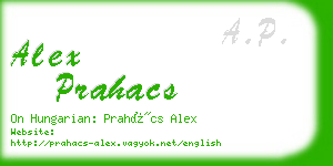 alex prahacs business card